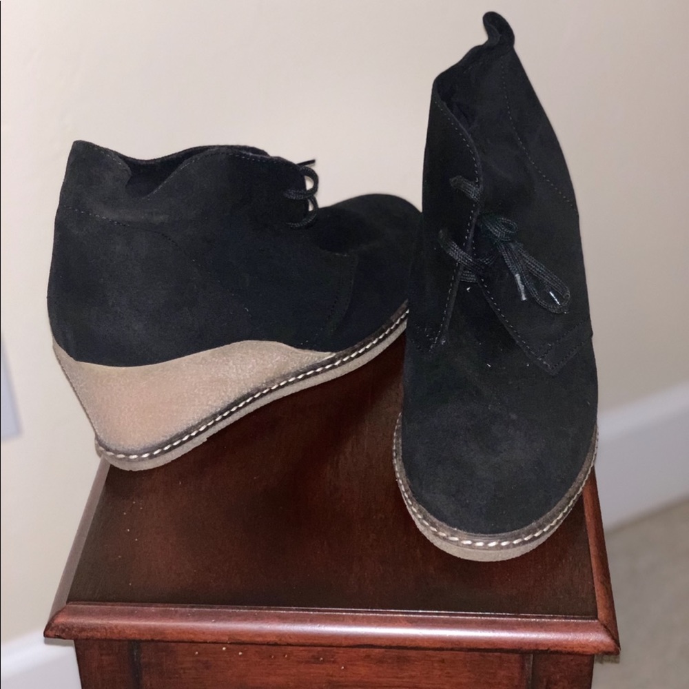 J. Crew Black Heeled Lace-Up Booties
